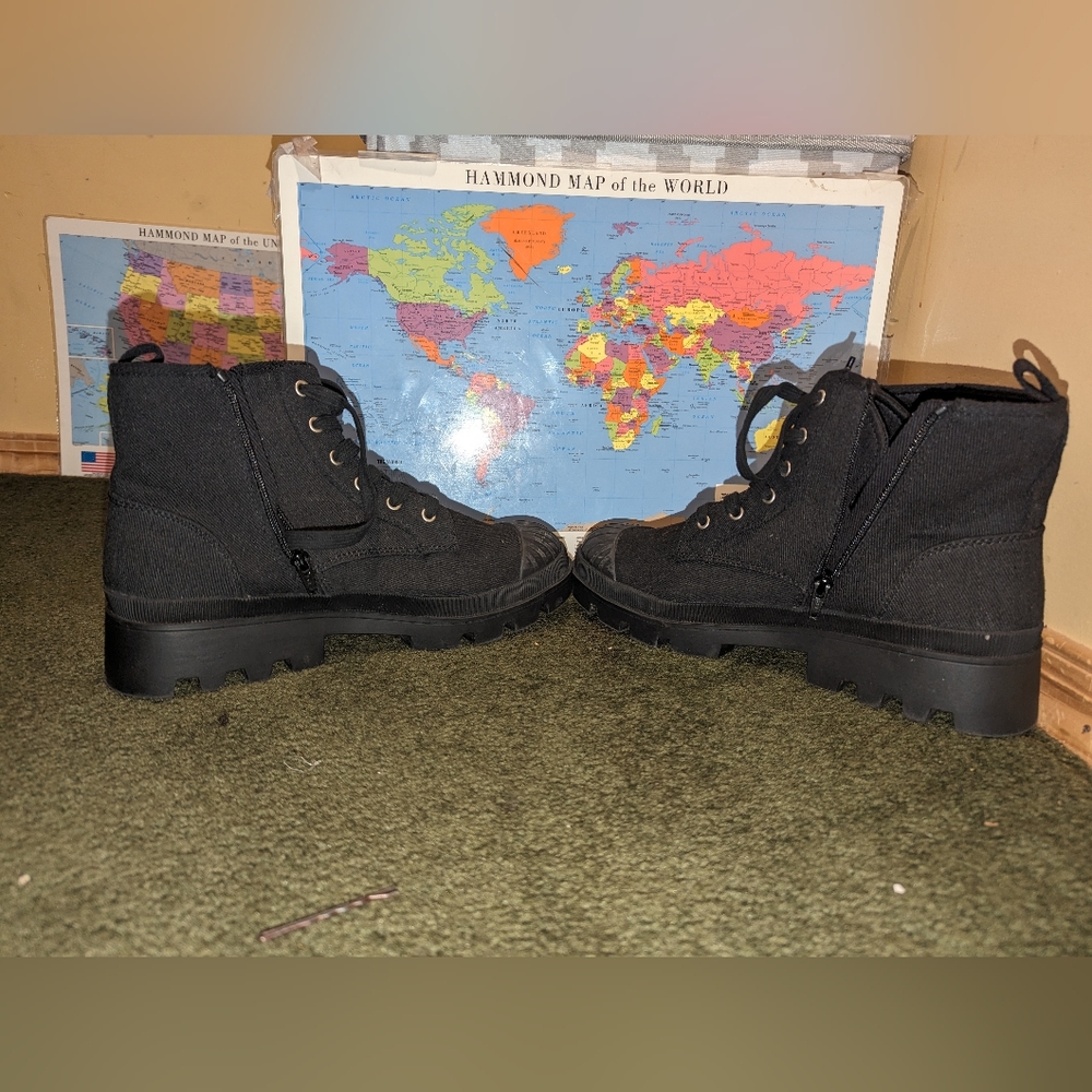 Women's canvas combat boots Size 12 - Picture 2 of 5